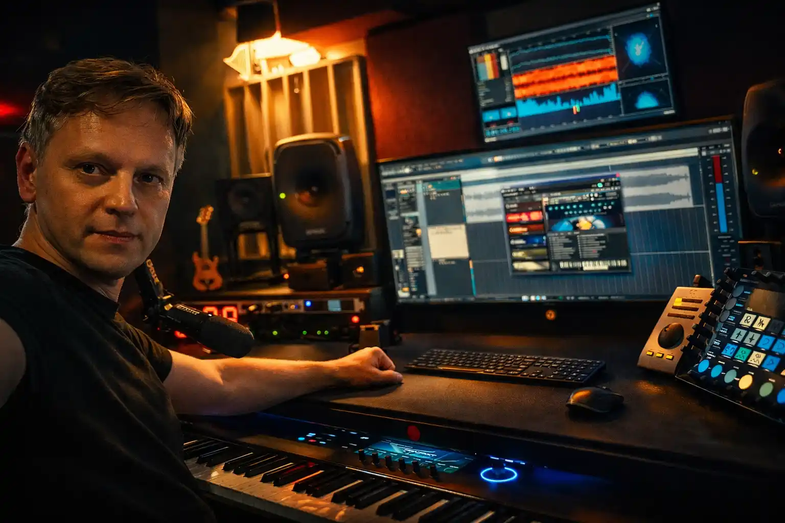 Mixing console in Jack Chabowski's studio